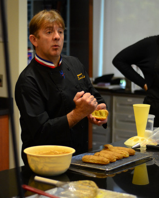 Chef Stephan Treand during an Eclair Demonstration