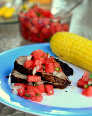 Watermelon Salsa with Grilled Tri Tip