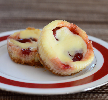 Mini Cherry Swirl Cheesecakes