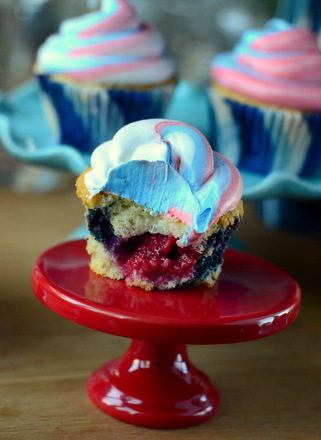 Red, White and Blueberry Cupcakes