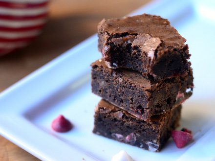 Dark Chocolate Espresso Brownies with Peppermint Chips