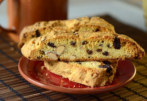 Cherry Almond Biscotti with Chocolate Chips
