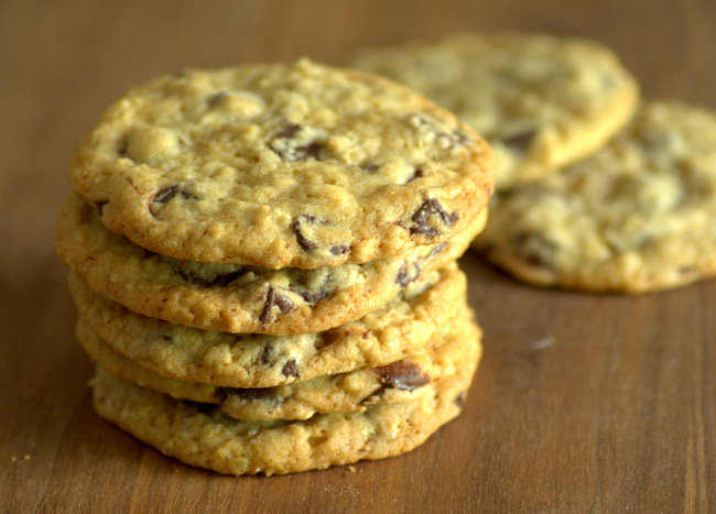 Thin, Chewy Chocolate Chip Oatmeal Cookies