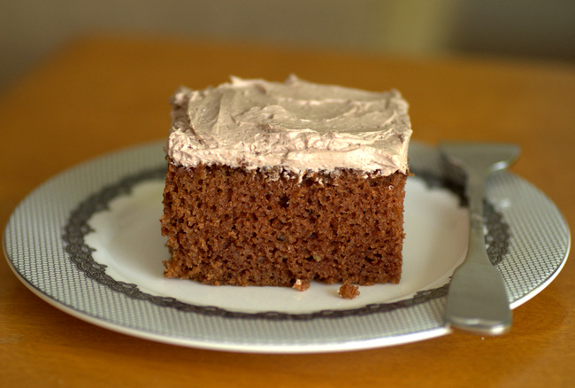Old Fashioned Chocolate Sheet Cake with Mocha Frosting
