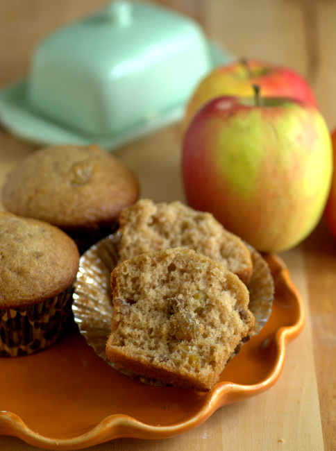 Applesauce Spice Muffins with Pecans and Raisins