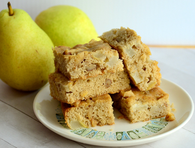 Maple Pear Snack Cake with Walnuts