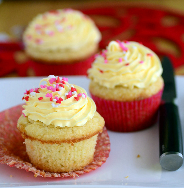 Sprinkle-Filled Valentine's Day Cupcakes