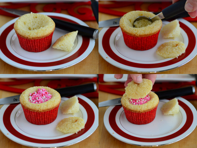 How to Make Sprinkle-Filled Valentine's Day Cupcakes