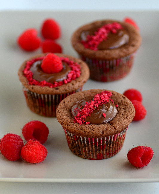 Nutella Cupcakes with Raspberries