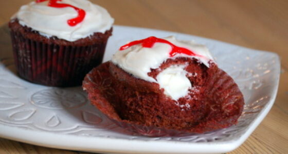 Cream-Filled Red Velvet Cupcakes