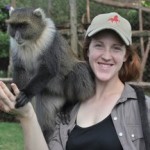Nicole and a Sykes Monkey at the Mount Kenya Animal Orphanage