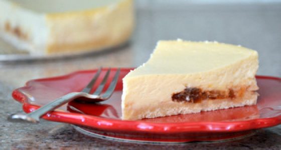 Vanilla Cheesecake with Plum Preserve Swirl