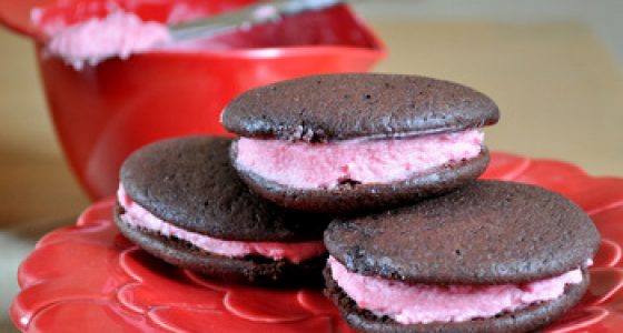 Chocolate Whoopie Pies with Raspberry Buttercream