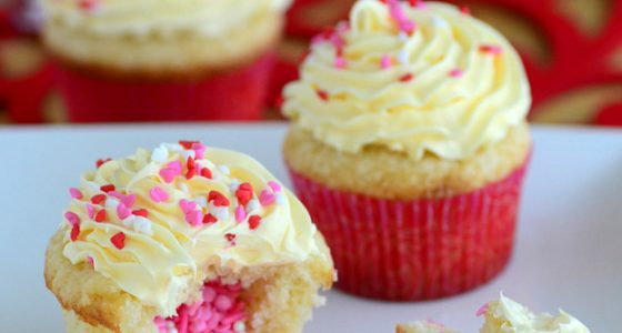 How to Make Sprinkle-Filled Valentine’s Day Cupcakes